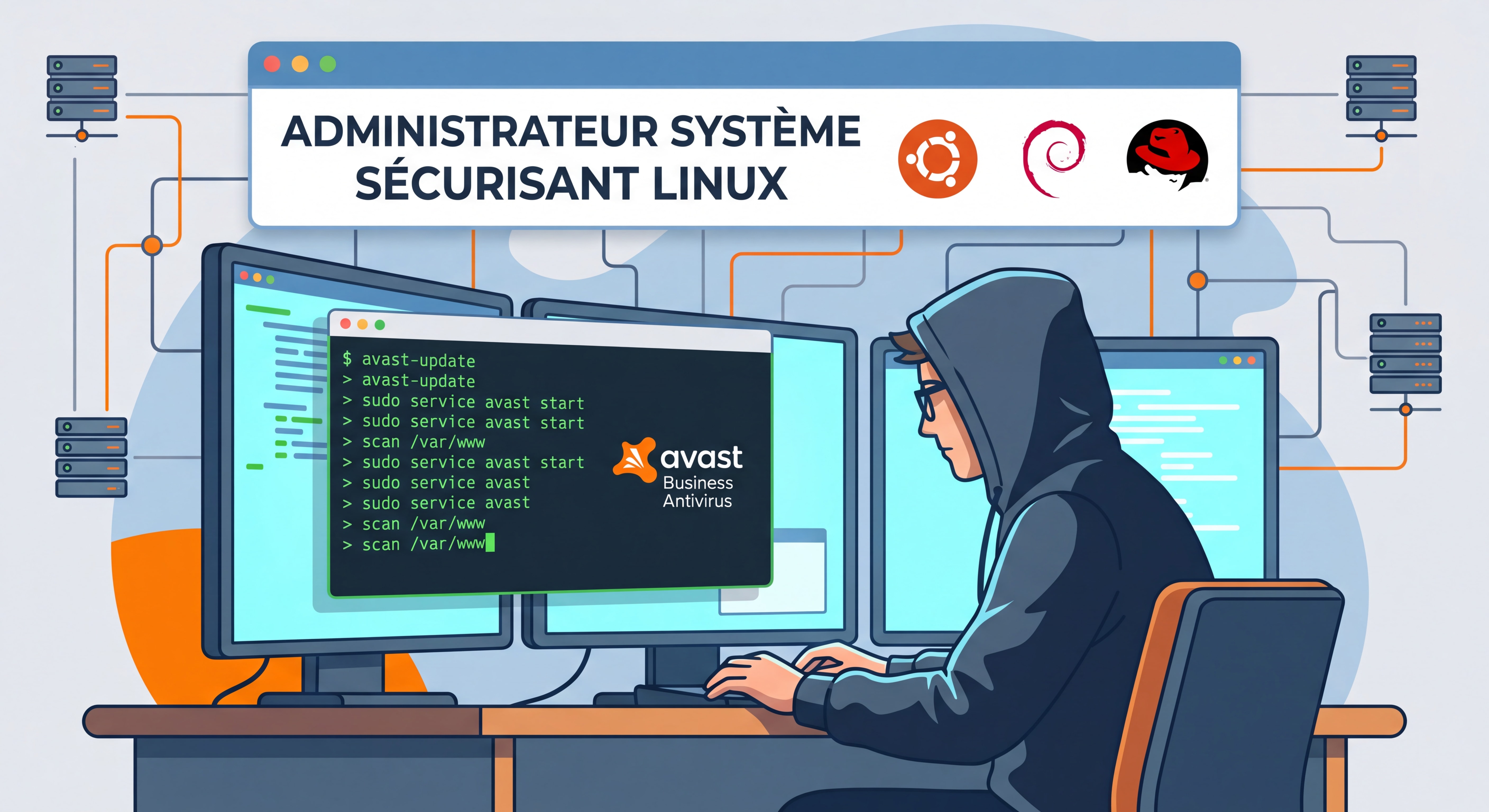 Dirigeant de PME inquiet devant son écran d’ordinateur avec une alerte de ransomware, symbolisant la menace cyber pour les petites entreprises françaises
![